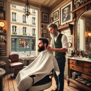 Barbier à paris avec un client